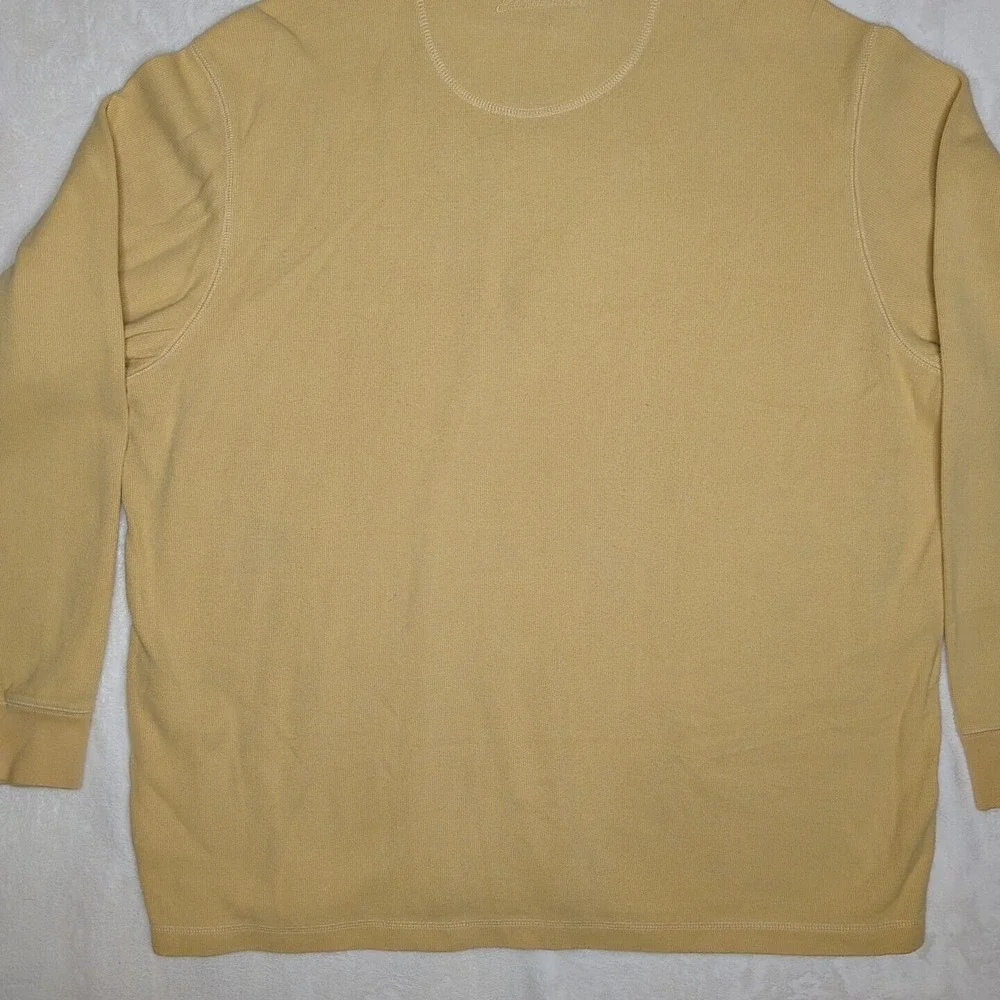 Eddie Bauer Sweater Mens XLT Yellow Knit Long Sleeve 1/4 Zip Adult XLTall Cotton